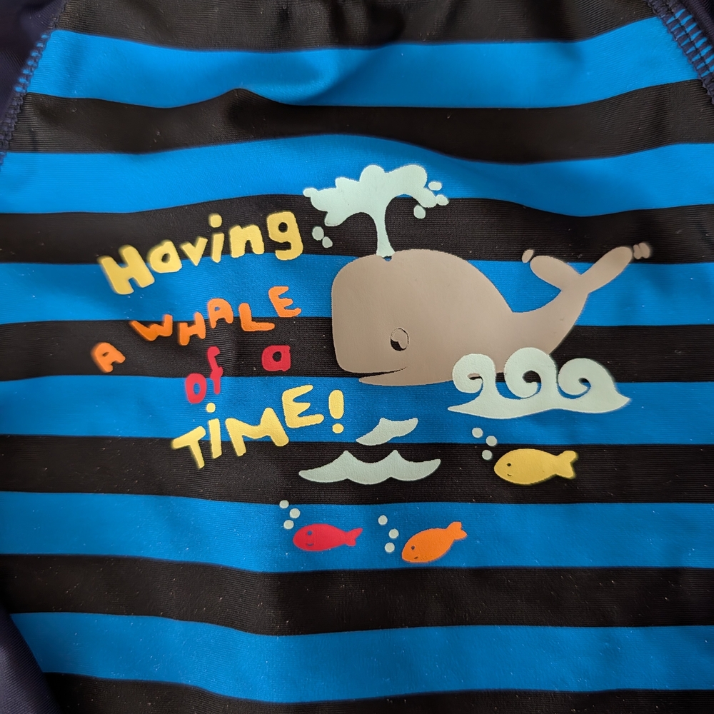 Whale Adventure Kids Rashguard - Blue and Black 0057